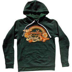 Dark Green Retro Graphic Hoodie “Someday We’ll All Be Dead” Floral